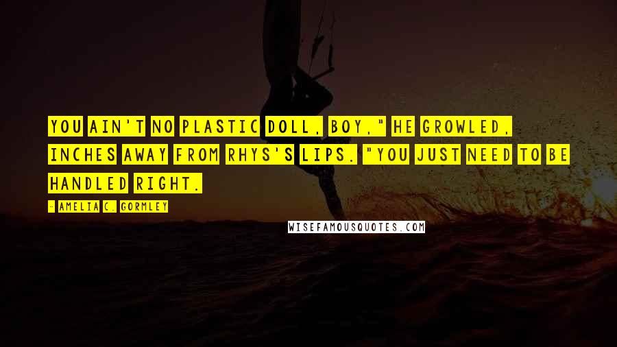 Amelia C. Gormley Quotes: You ain't no plastic doll, boy," he growled, inches away from Rhys's lips. "You just need to be handled right.