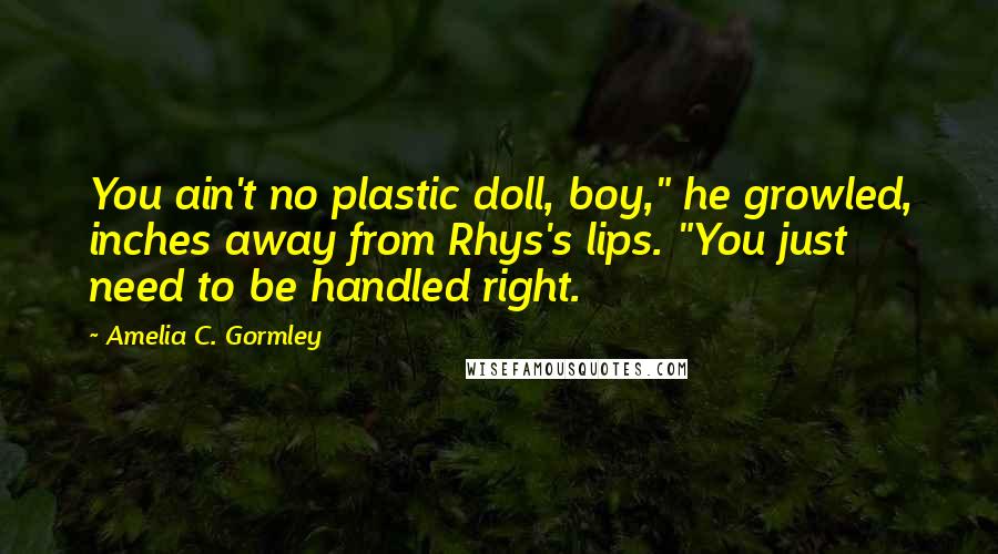 Amelia C. Gormley Quotes: You ain't no plastic doll, boy," he growled, inches away from Rhys's lips. "You just need to be handled right.