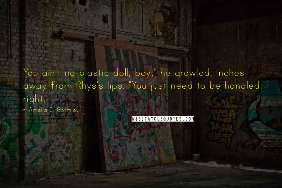 Amelia C. Gormley Quotes: You ain't no plastic doll, boy," he growled, inches away from Rhys's lips. "You just need to be handled right.