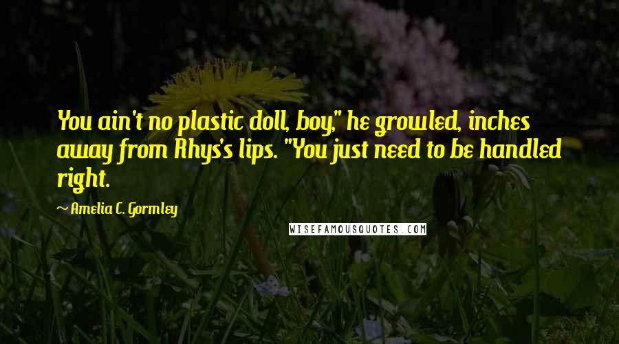 Amelia C. Gormley Quotes: You ain't no plastic doll, boy," he growled, inches away from Rhys's lips. "You just need to be handled right.