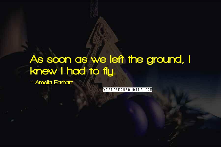 Amelia Earhart Quotes: As soon as we left the ground, I knew I had to fly.