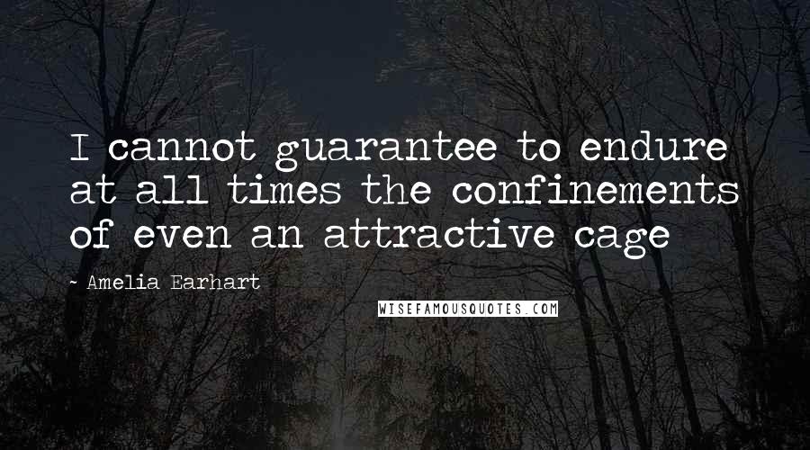 Amelia Earhart Quotes: I cannot guarantee to endure at all times the confinements of even an attractive cage