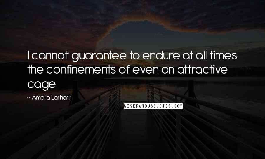 Amelia Earhart Quotes: I cannot guarantee to endure at all times the confinements of even an attractive cage