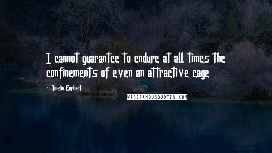 Amelia Earhart Quotes: I cannot guarantee to endure at all times the confinements of even an attractive cage