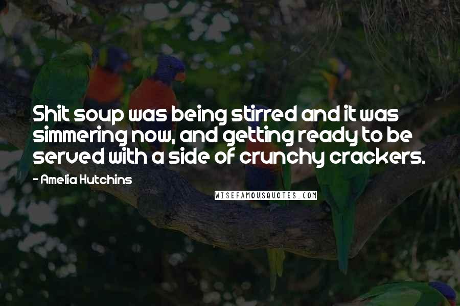 Amelia Hutchins Quotes: Shit soup was being stirred and it was simmering now, and getting ready to be served with a side of crunchy crackers.