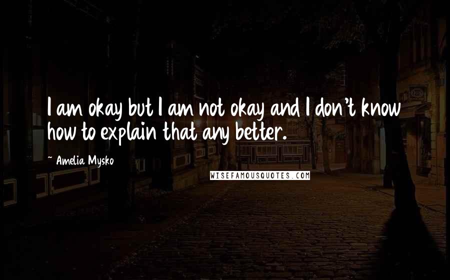 Amelia Mysko Quotes: I am okay but I am not okay and I don't know how to explain that any better.