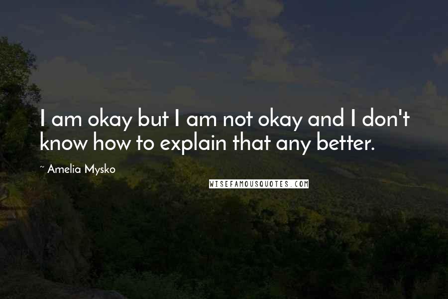 Amelia Mysko Quotes: I am okay but I am not okay and I don't know how to explain that any better.