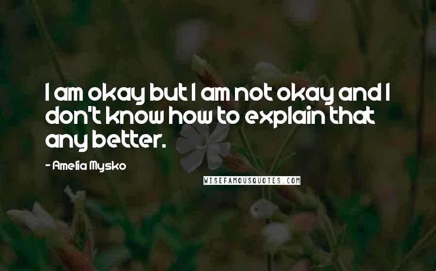 Amelia Mysko Quotes: I am okay but I am not okay and I don't know how to explain that any better.