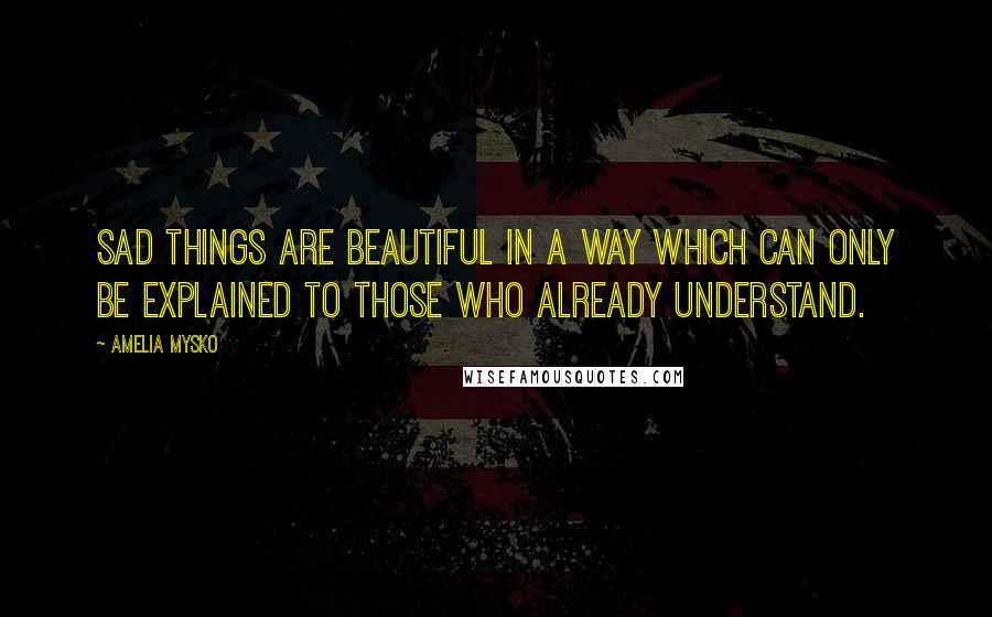 Amelia Mysko Quotes: Sad things are beautiful in a way which can only be explained to those who already understand.