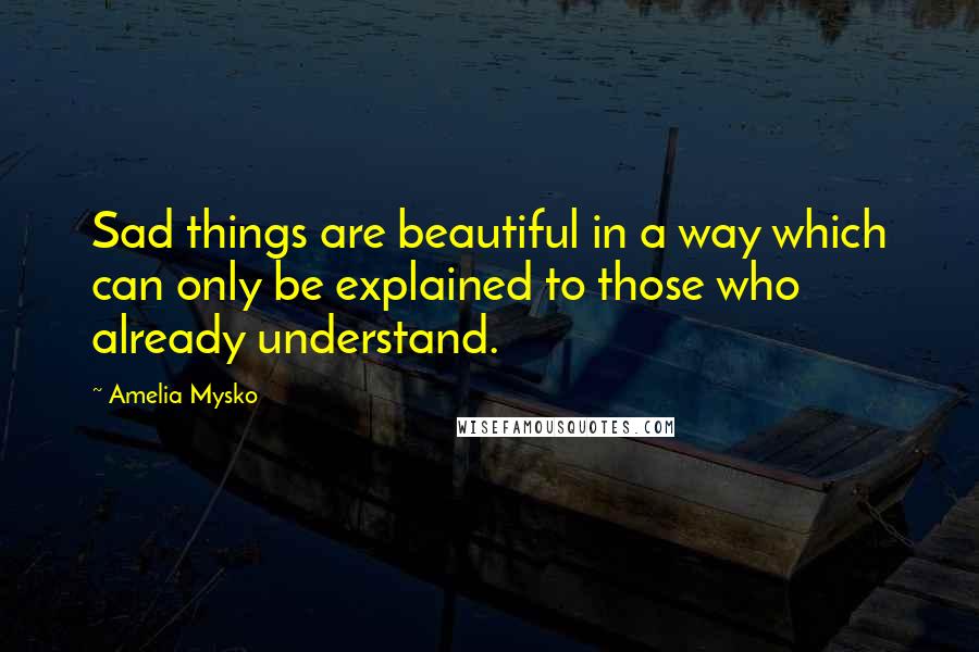 Amelia Mysko Quotes: Sad things are beautiful in a way which can only be explained to those who already understand.