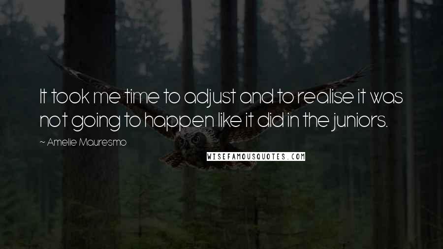 Amelie Mauresmo Quotes: It took me time to adjust and to realise it was not going to happen like it did in the juniors.