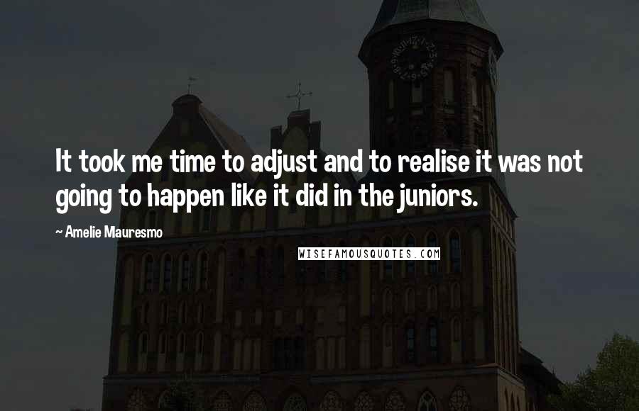 Amelie Mauresmo Quotes: It took me time to adjust and to realise it was not going to happen like it did in the juniors.