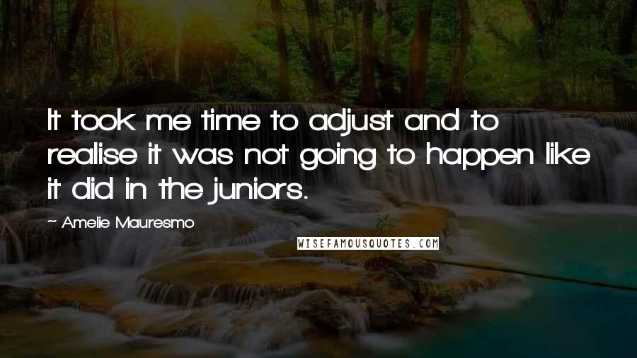 Amelie Mauresmo Quotes: It took me time to adjust and to realise it was not going to happen like it did in the juniors.