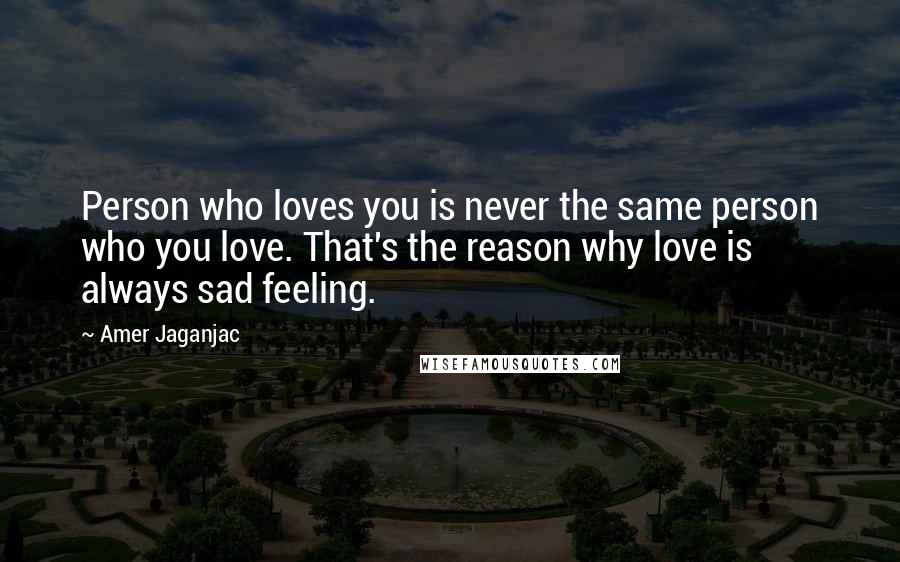 Amer Jaganjac Quotes: Person who loves you is never the same person who you love. That's the reason why love is always sad feeling.