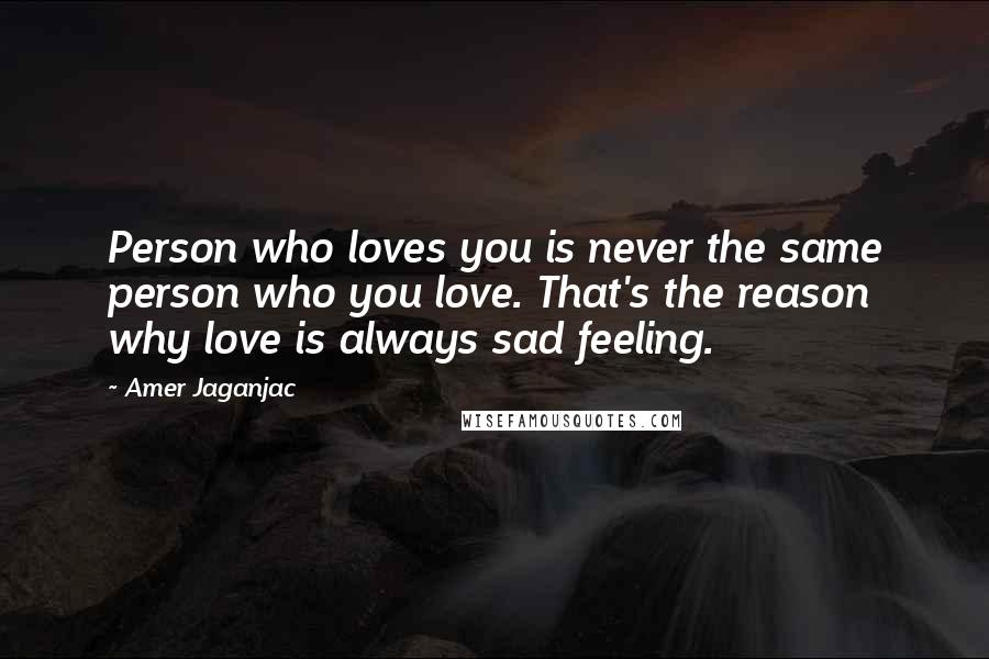 Amer Jaganjac Quotes: Person who loves you is never the same person who you love. That's the reason why love is always sad feeling.