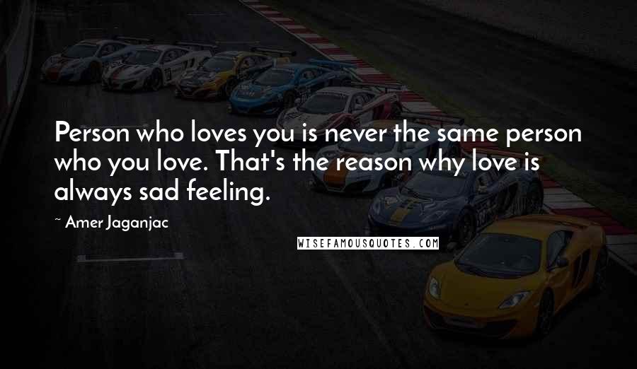 Amer Jaganjac Quotes: Person who loves you is never the same person who you love. That's the reason why love is always sad feeling.