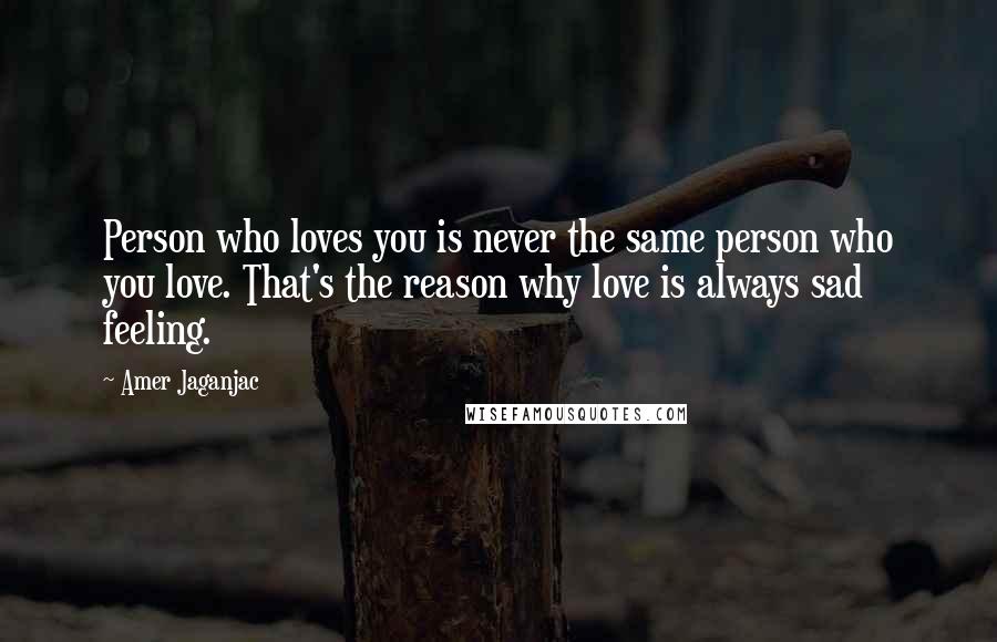 Amer Jaganjac Quotes: Person who loves you is never the same person who you love. That's the reason why love is always sad feeling.