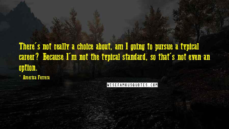 America Ferrera Quotes: There's not really a choice about, am I going to pursue a typical career? Because I'm not the typical standard, so that's not even an option.