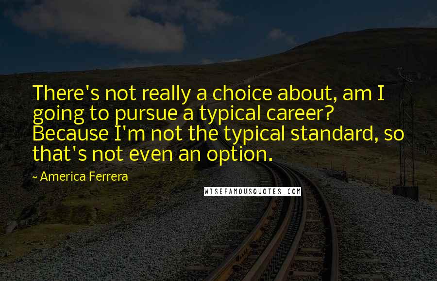 America Ferrera Quotes: There's not really a choice about, am I going to pursue a typical career? Because I'm not the typical standard, so that's not even an option.