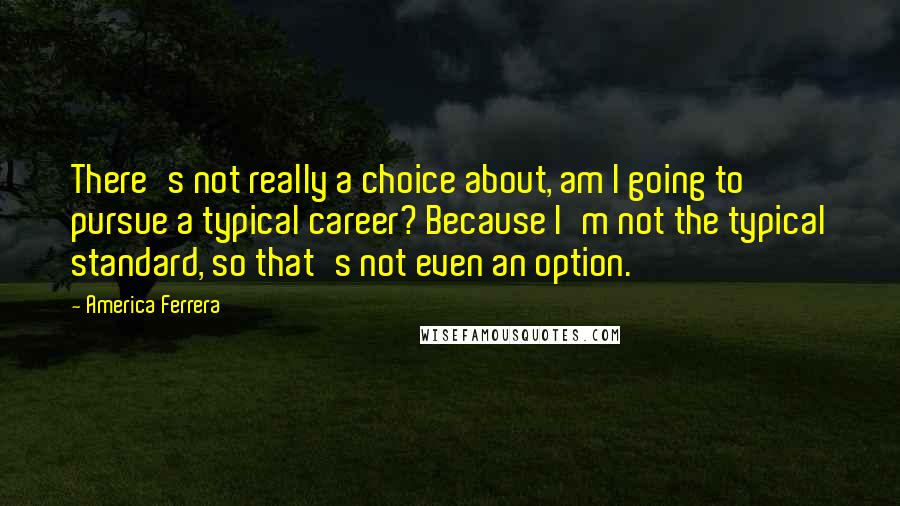 America Ferrera Quotes: There's not really a choice about, am I going to pursue a typical career? Because I'm not the typical standard, so that's not even an option.