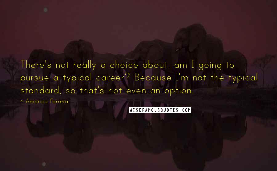 America Ferrera Quotes: There's not really a choice about, am I going to pursue a typical career? Because I'm not the typical standard, so that's not even an option.