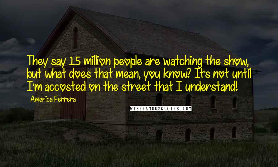 America Ferrera Quotes: They say 15 million people are watching the show, but what does that mean, you know? It's not until I'm accosted on the street that I understand!