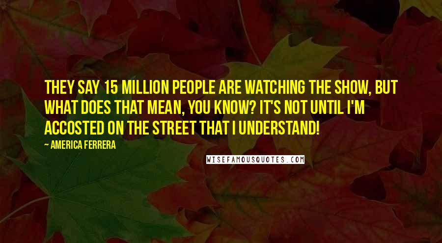 America Ferrera Quotes: They say 15 million people are watching the show, but what does that mean, you know? It's not until I'm accosted on the street that I understand!