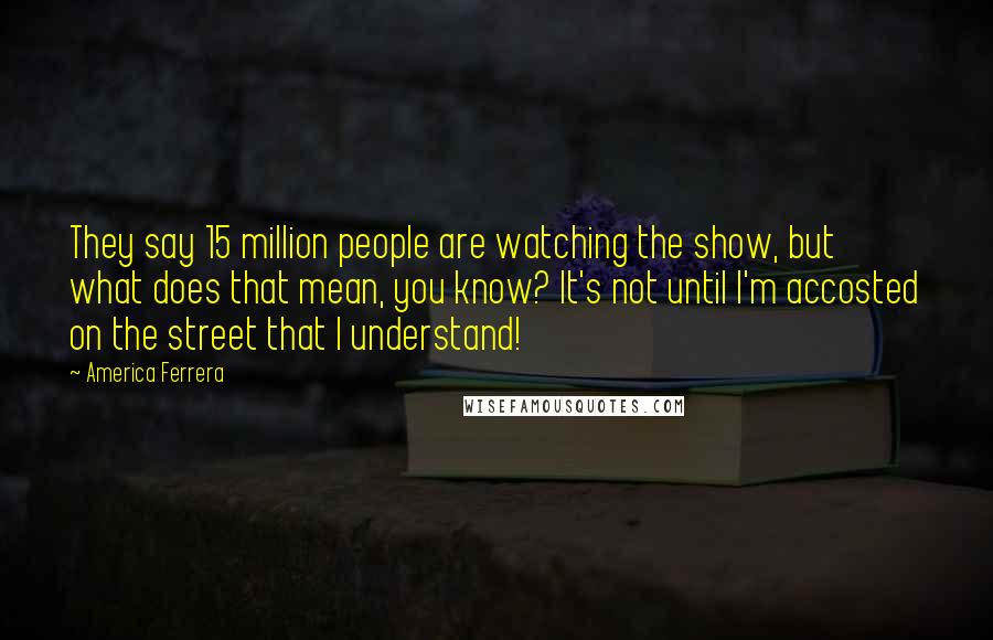 America Ferrera Quotes: They say 15 million people are watching the show, but what does that mean, you know? It's not until I'm accosted on the street that I understand!