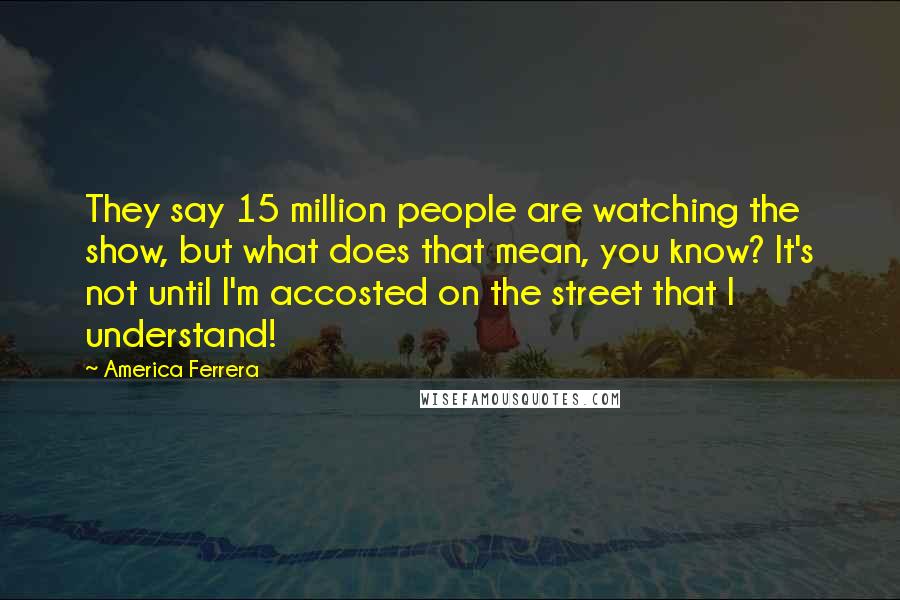 America Ferrera Quotes: They say 15 million people are watching the show, but what does that mean, you know? It's not until I'm accosted on the street that I understand!