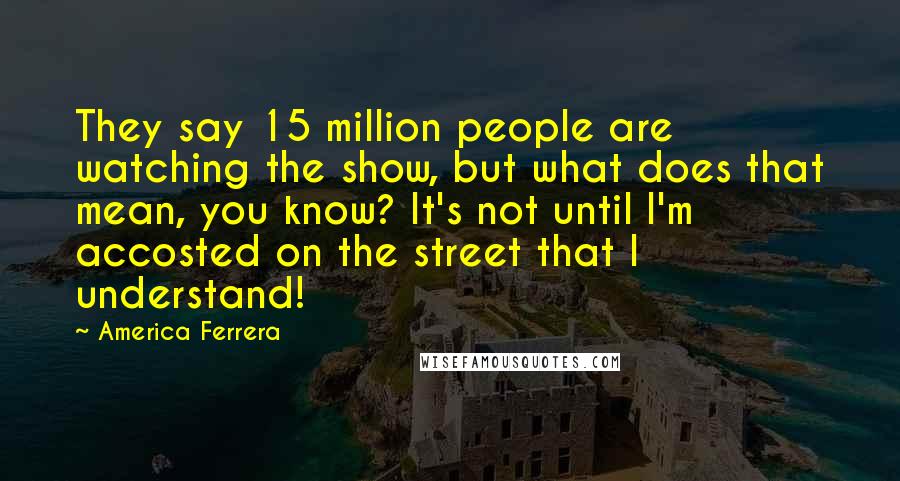 America Ferrera Quotes: They say 15 million people are watching the show, but what does that mean, you know? It's not until I'm accosted on the street that I understand!