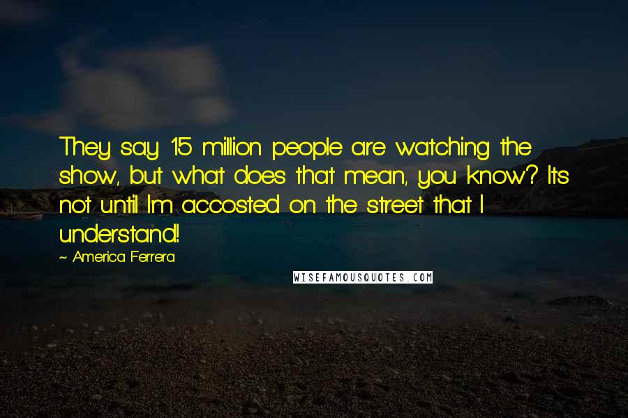 America Ferrera Quotes: They say 15 million people are watching the show, but what does that mean, you know? It's not until I'm accosted on the street that I understand!