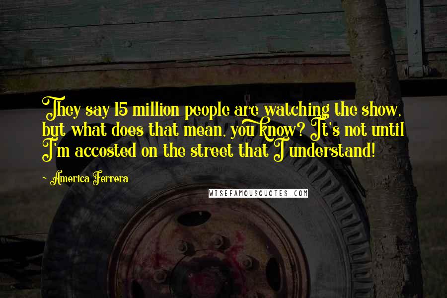 America Ferrera Quotes: They say 15 million people are watching the show, but what does that mean, you know? It's not until I'm accosted on the street that I understand!