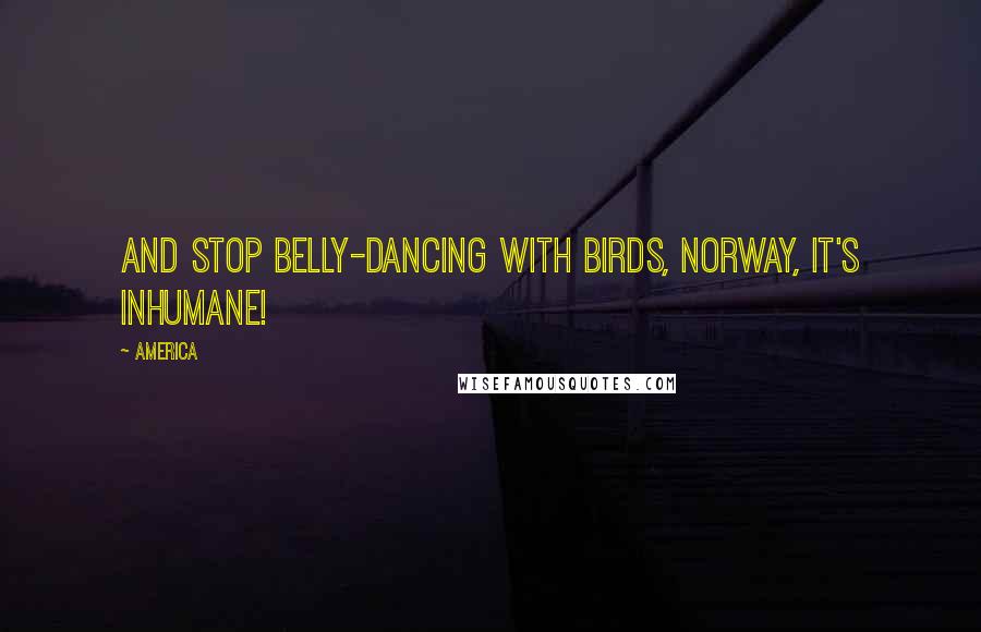 America Quotes: AND STOP BELLY-DANCING WITH BIRDS, NORWAY, IT'S INHUMANE!