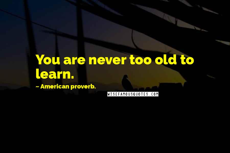 American Proverb. Quotes: You are never too old to learn.