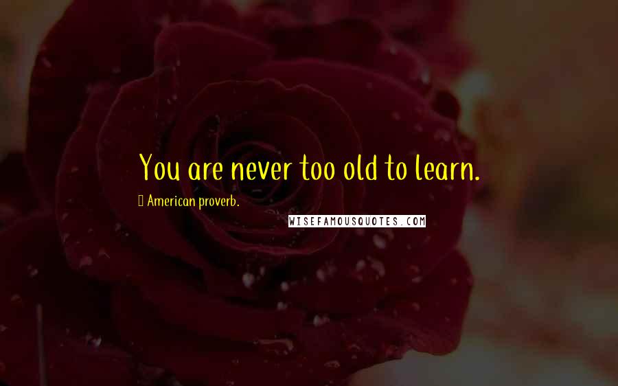 American Proverb. Quotes: You are never too old to learn.