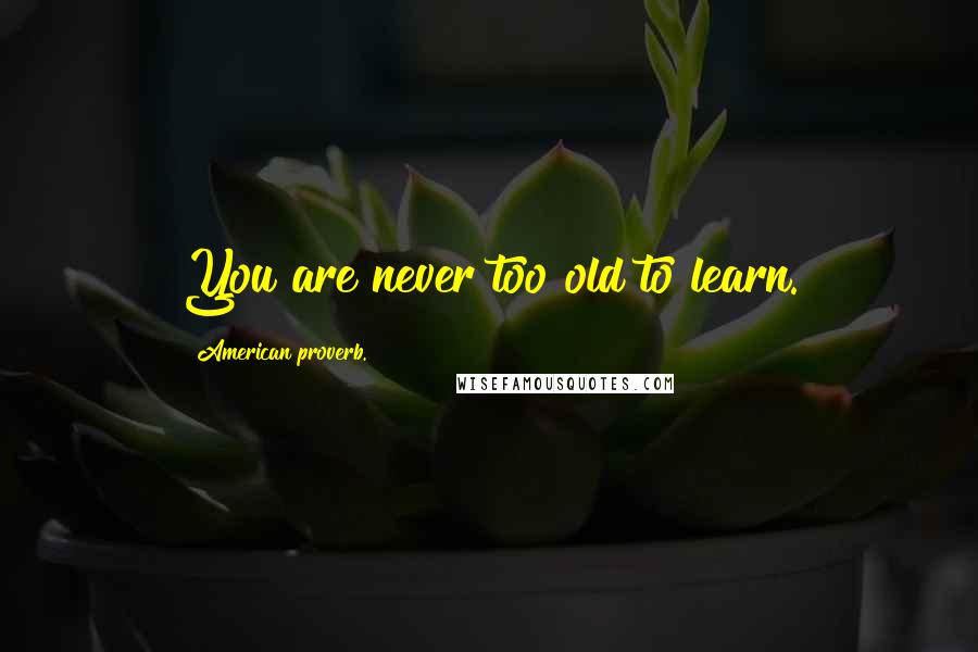 American Proverb. Quotes: You are never too old to learn.