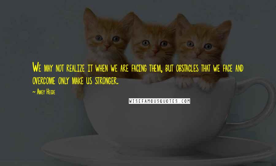 Amey Hegde Quotes: We may not realize it when we are facing them, but obstacles that we face and overcome only make us stronger.