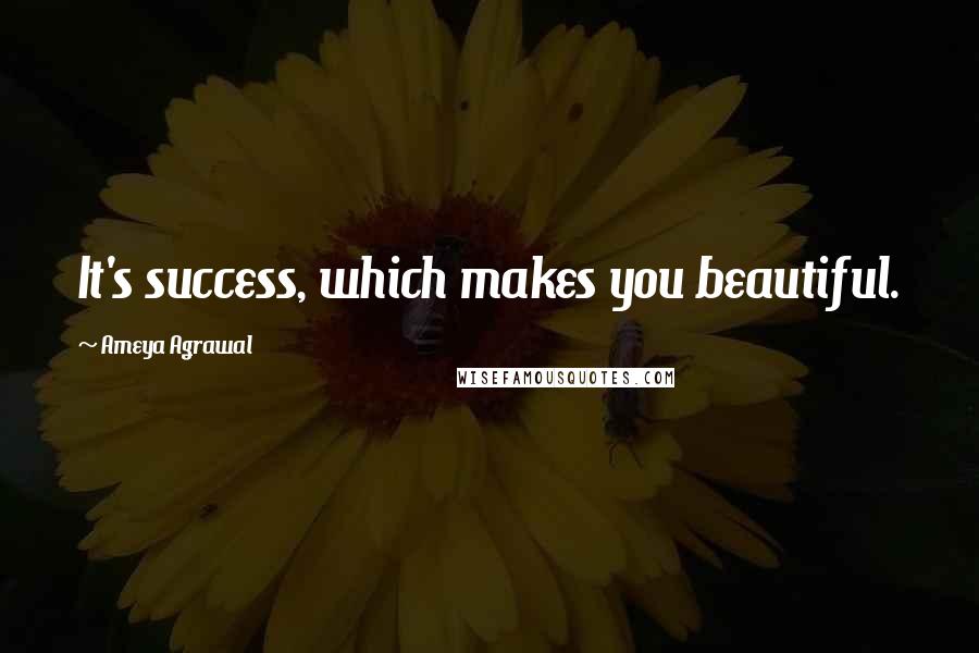 Ameya Agrawal Quotes: It's success, which makes you beautiful.