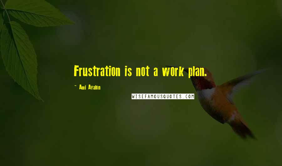 Ami Ayalon Quotes: Frustration is not a work plan.