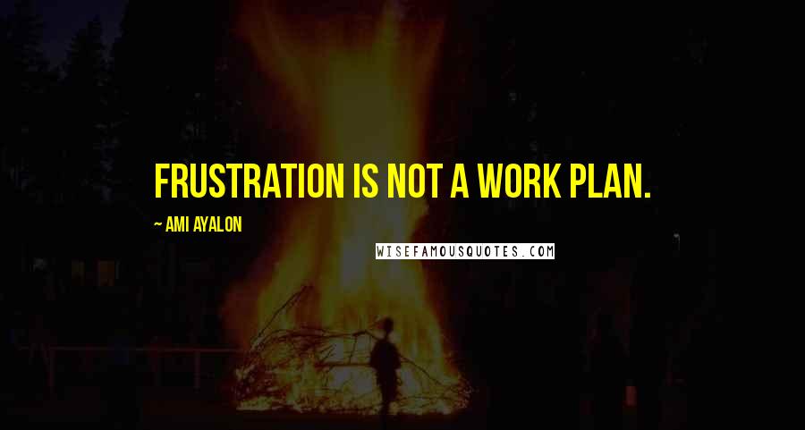 Ami Ayalon Quotes: Frustration is not a work plan.