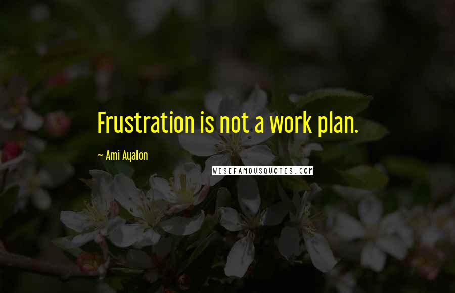 Ami Ayalon Quotes: Frustration is not a work plan.