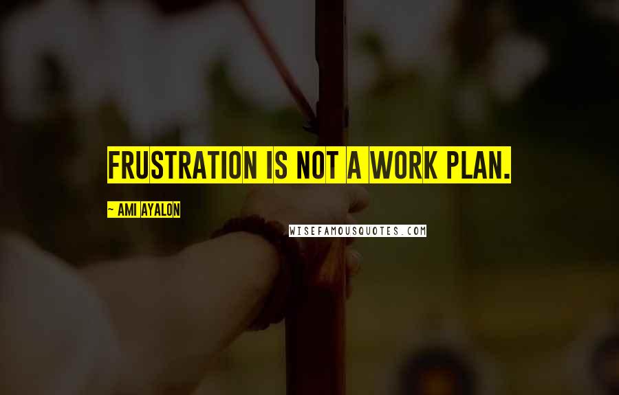 Ami Ayalon Quotes: Frustration is not a work plan.