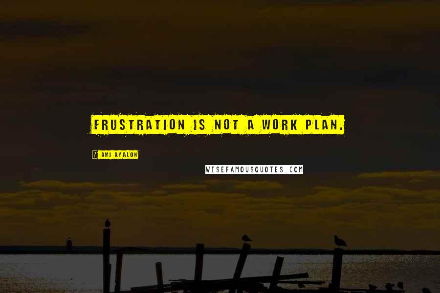 Ami Ayalon Quotes: Frustration is not a work plan.