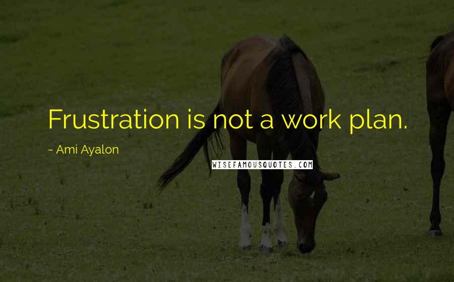 Ami Ayalon Quotes: Frustration is not a work plan.
