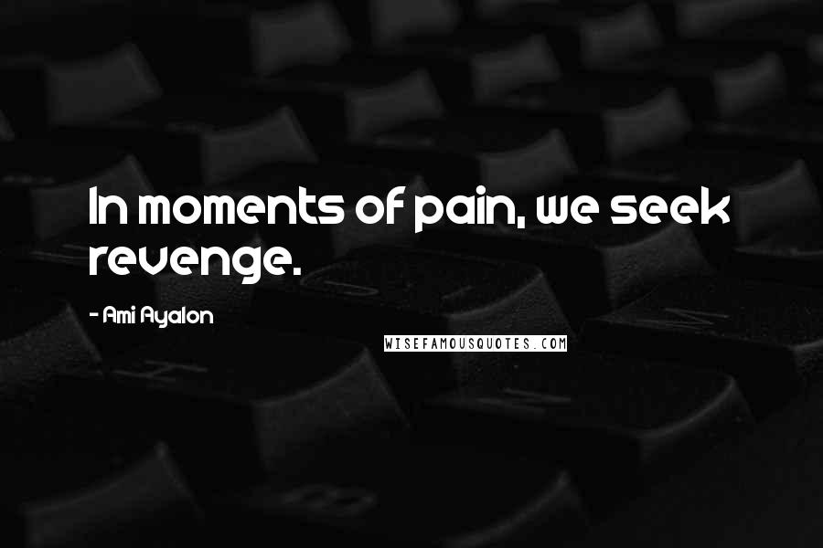 Ami Ayalon Quotes: In moments of pain, we seek revenge.
