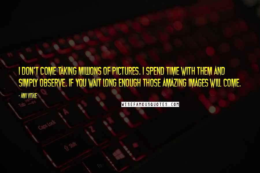 Ami Vitale Quotes: I don't come taking millions of pictures. I spend time with them and simply observe. If you wait long enough those amazing images will come.