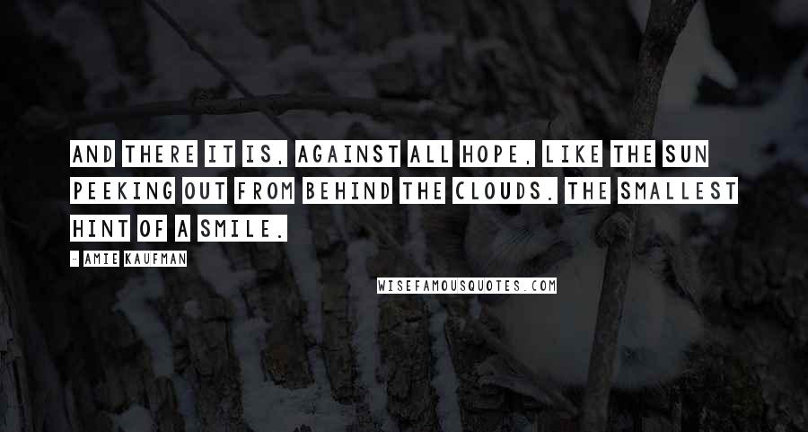 Amie Kaufman Quotes: And there it is, against all hope, like the sun peeking out from behind the clouds. The smallest hint of a smile.