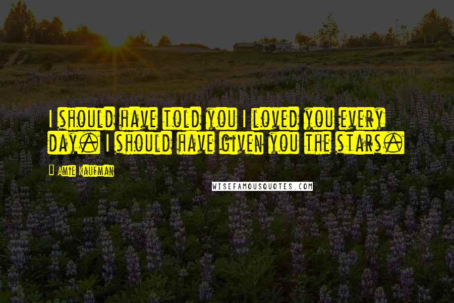 Amie Kaufman Quotes: I should have told you I loved you every day. I should have given you the stars.