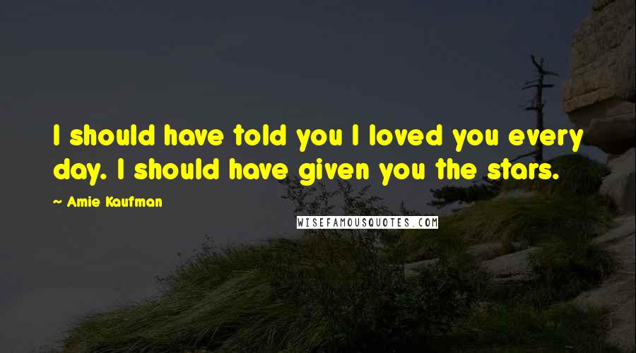 Amie Kaufman Quotes: I should have told you I loved you every day. I should have given you the stars.