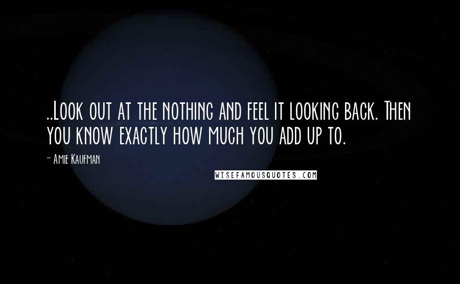 Amie Kaufman Quotes: ..Look out at the nothing and feel it looking back. Then you know exactly how much you add up to.